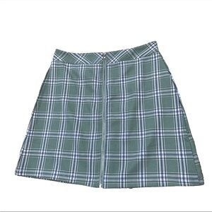 Princess Polly Mini Skirt Women's 4 Plaid Green Blue White Zipper Front Preppy 4